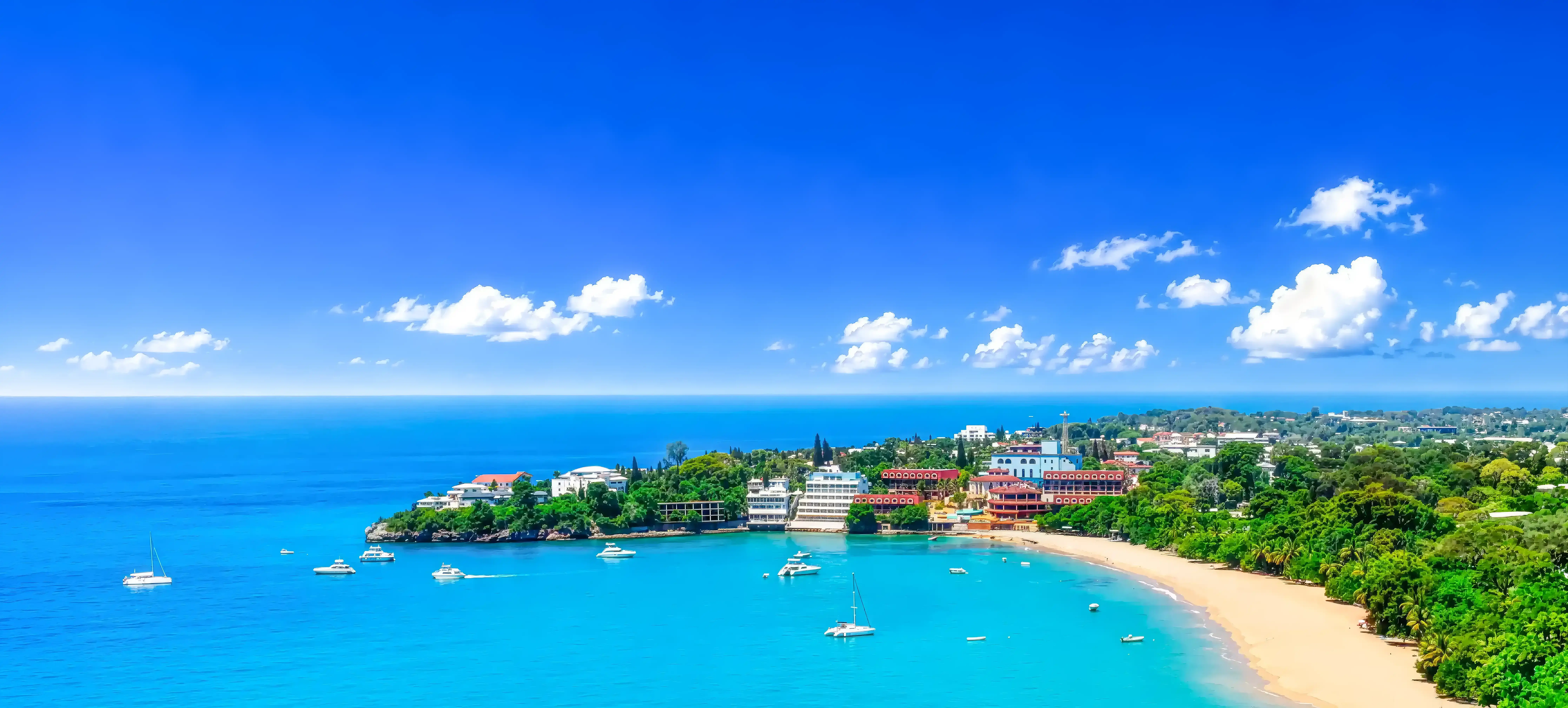 Aerial view of a Caribbean bay in Puerto Plata
